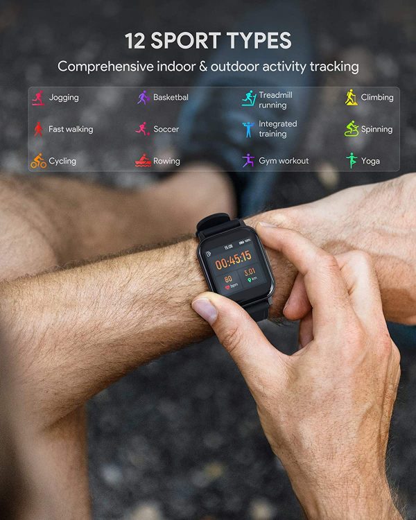 AUKEY Smartwatch Fitness Tracker 12 Activity Modes IPX6 Waterproof Black - LS-02 - Image 4