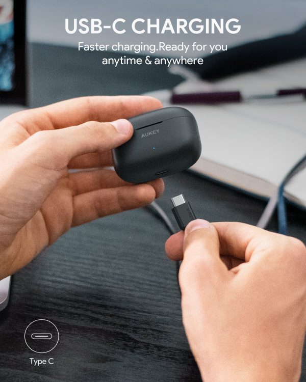 AUKEY Soundstream Wireless Earbuds Noise Cancelling IPX7 Waterproof - EP-T27 - Black - Image 4