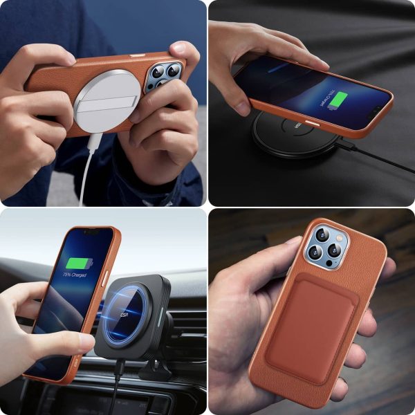 Apple iPhone 13 Pro Metro Leather Case with HaloLock for MagSafe enabled Wireless Charging - Brown - Image 7