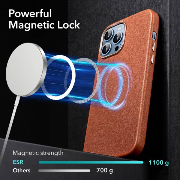 Apple iPhone 13 Pro Metro Leather Case with HaloLock for MagSafe enabled Wireless Charging - Brown - Image 6