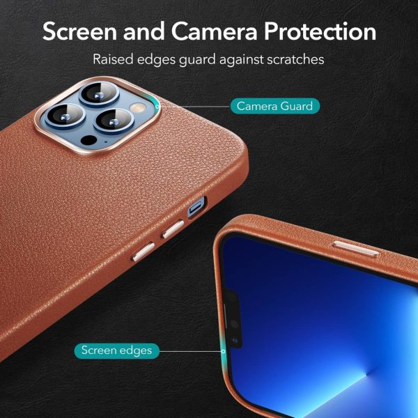 Apple iPhone 13 Pro Metro Leather Case with HaloLock for MagSafe enabled Wireless Charging - Brown - Image 5