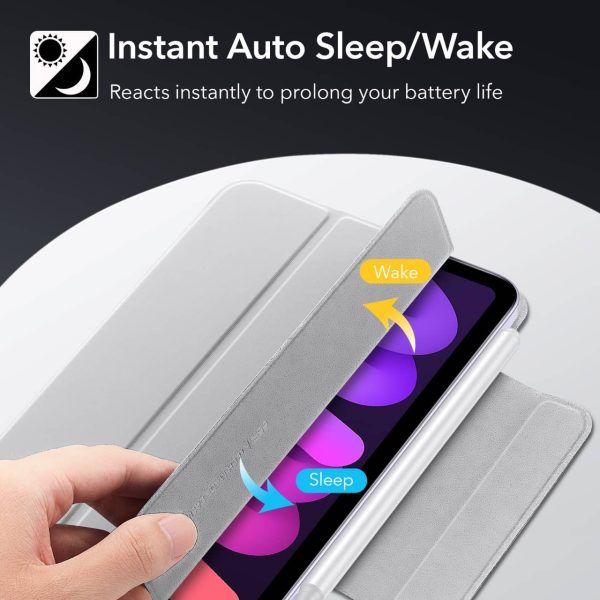 iPad mini 6 2021 Rebound Magnetic Smart Case Convenient Magnetic Attachment Supports Pencil Pairing & Charging - Silver Gray - Image 3