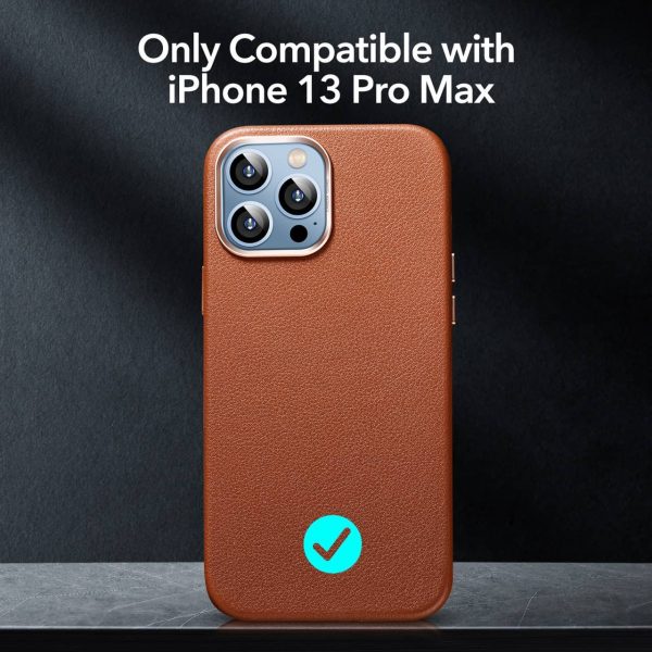 Apple iPhone 13 Pro Max Metro Leather Case with HaloLock for MagSafe enabled Wireless Charging - Brown - Image 2