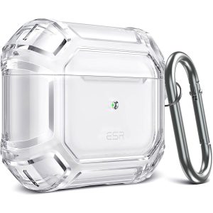 Airpods 3 Shockproof Case by ESR  with Carabiner, Rugged Protective Cover, Scratch Resistant, Drop Protection, Shock Armor Series - Clear