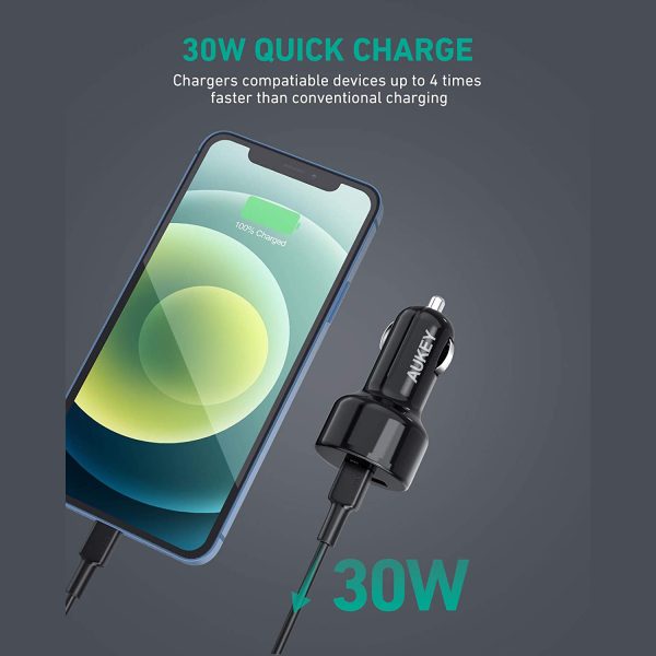 AUKEY Essential 36W Car Charger 2 Port  1 Port 18W Power Delivery and other Qualcomm USB-A Port - CC-Y18 - Image 2