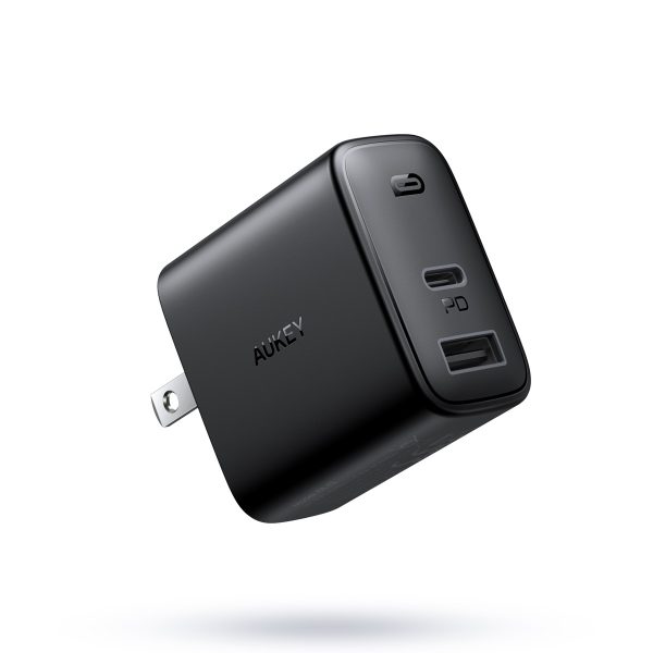 Aukey Swift 32W PD Wall Charger with 20W & 12W Port - US Plug -  Black - PA-F3S - Image 1