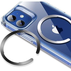 ESR Universal MagSafe Ring Halolock, Magnetic Wireless Charging Conversion Kit, MagSafe-Compatible Metal Ring, Compatible with iPhone 13/13 Pro/13 mini/13 Pro Max/12, Galaxy S21 - 2 Pack - Black and Silver