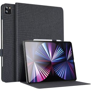 iPad Pro 11 Inch 2021 Urban Premium, Book Cover Design, Auto Sleep and Wake, Multi Angle Viewing Stand - Charcoal