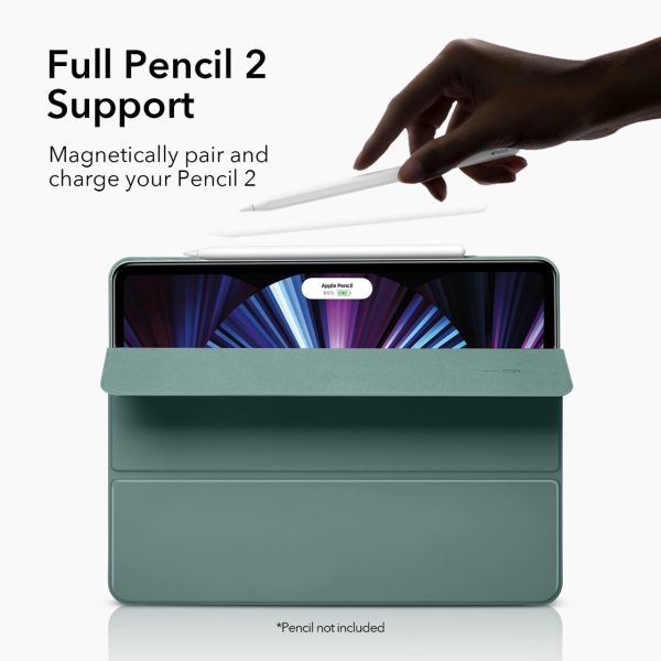 kf3 iPad 11 Pro 2021 Rebound Magnetic Smart Case Convenient Magnetic Attachment Supports Pencil Pairing & Charging - Forest Green also iPad Pro 11 2020 & 2018 - Image 9