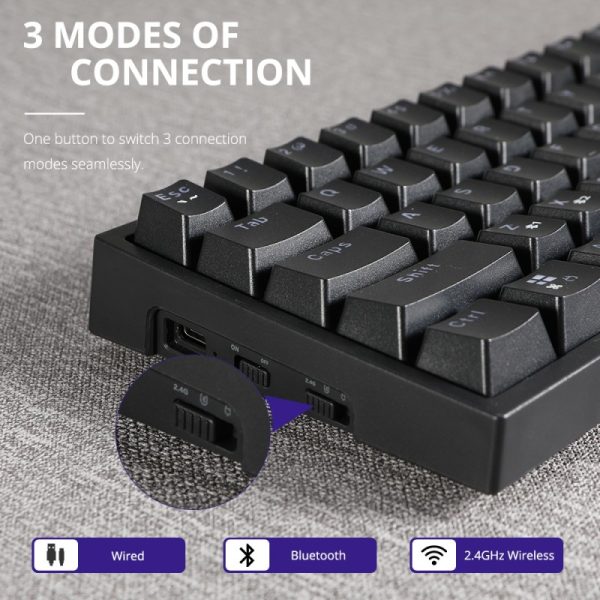 tronsmart-elite-gaming-keyboard12 Tronsmart Elite Gaming Keyboard Mechanical Type Wireless 2.4 Ghz, Customized Blue Switches Designed for Smooth & Stable Use - Black - Image 5