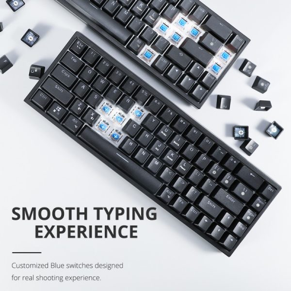 tronsmart-elite-gaming-keyboard5 Tronsmart Elite Gaming Keyboard Mechanical Type Wireless 2.4 Ghz, Customized Blue Switches Designed for Smooth & Stable Use - Black - Image 11
