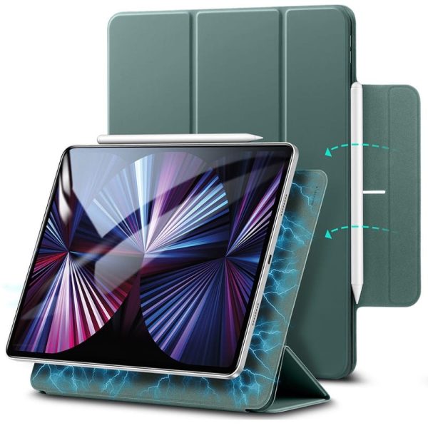 主图1 (3) iPad 11 Pro 2021 Rebound Magnetic Smart Case Convenient Magnetic Attachment Supports Pencil Pairing & Charging - Forest Green also iPad Pro 11 2020 & 2018 - Image 1