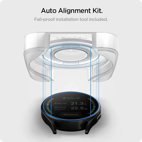 51LNqELnzOL._SL1000_ Galaxy Watch 4 44 mm Glass Protector EZ Fit by Spigen - AGL03429 - Clear - 2 PACK - Image 8
