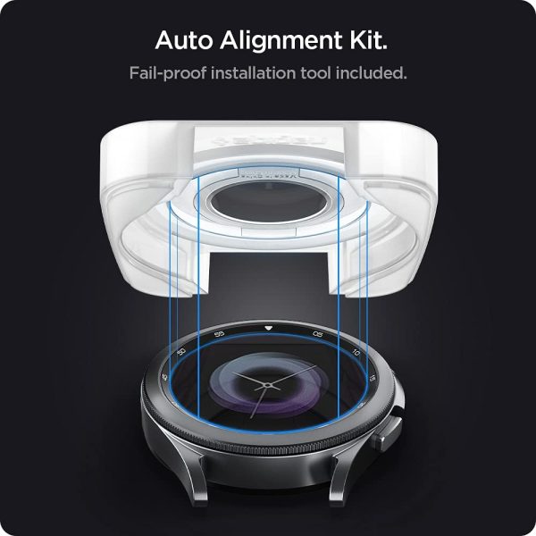 Galaxy Watch 4 Classic 46 mm Glass Protector EZ Fit by Spigen - AGL03430 - Clear - 2 PACK - Image 2