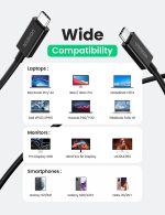 UGREEN Thunderbolt 4 Cable USB-C to USB-C Cable 100W Fast Charging and 8K Video, Compatible with Thunderbolt 3, USB4 and USB-C, MacBook, eGpu, USB-C Docking Stations - Black - 2.6 Feet - 30389 - Image 6