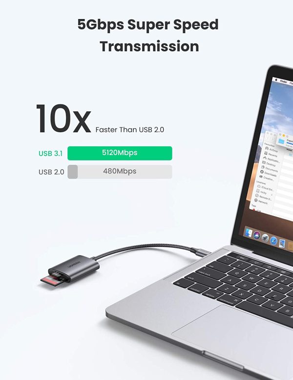 UGREEN SD Card Reader, 2-in-1 USB C Micro SD Card Reader, Memory Card Adapter 2TB Capacity for TF SD Micro SD SDXC SDHC MMC RS-MMC Micro SDXC UHS-I Cards for PC Laptop Mac IPad Android Tablet Phone - Silver - 80888 - Image 6