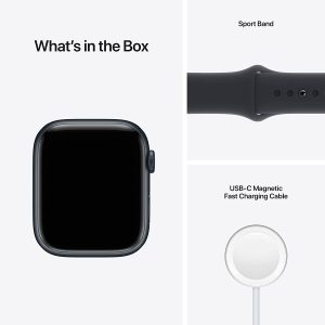 Apple Watch 7 - GPS, 45mm - Midnight Black Aluminum Case with Black Sport Band - Image 5