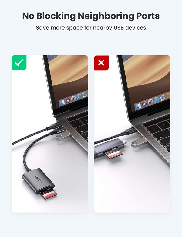UGREEN SD Card Reader, 2-in-1 USB C Micro SD Card Reader, Memory Card Adapter 2TB Capacity for TF SD Micro SD SDXC SDHC MMC RS-MMC Micro SDXC UHS-I Cards for PC Laptop Mac IPad Android Tablet Phone - Silver - 80888 - Image 7
