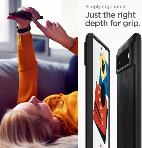 Google Pixel 6 Thin Fit Case by Spigen ACS03435 - Matte Black - Image 6