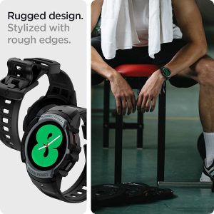 Galaxy Watch 5 / Galaxy Watch 4 Band & Case for 44 mm Rugged Armor Pro - ACS05394 / ACS03164 - Matte Black - Image 3