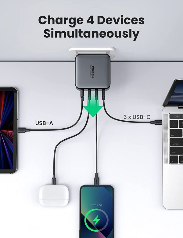 UGREEN USB C Charger 100W 4-Port PD Charger GaN Tech Fast Charging with PPS, PD 3.0, QC 4.0  - 40737 - Black - Image 4