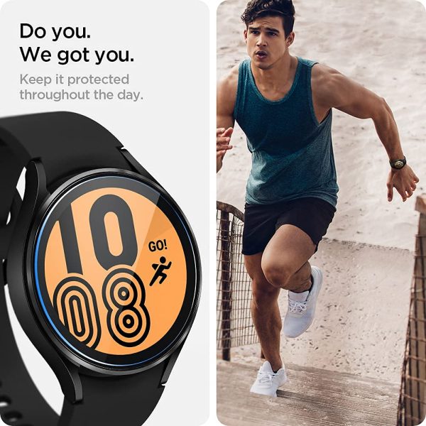 61g1i-vvM+L._SL1000_ Galaxy Watch 4 44 mm Glass Protector EZ Fit by Spigen - AGL03429 - Clear - 2 PACK - Image 6