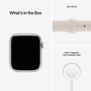 Apple Watch 7 - GPS, 45mm - Starlight Aluminum Case with Starlight Sport Band - Image 2