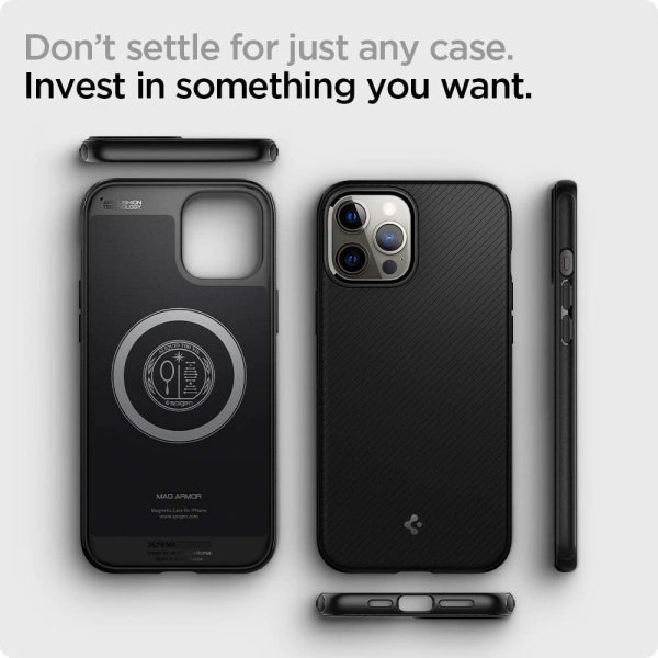 Apple iPhone 13 Pro Max Mag Armor MagSafe Enabled Case by Spigen - ACS03226 - Matte Black - Image 7
