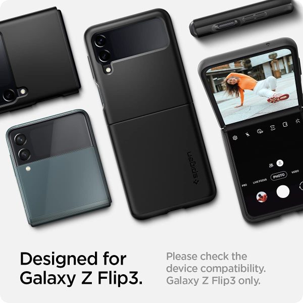 Galaxy Z Flip 3 Thin Fit Case by Spigen - ACS03079 - Matte Black - Image 3