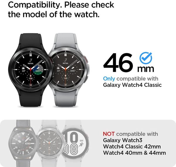 Galaxy Watch 4 Classic 46 mm Glass Protector EZ Fit by Spigen - AGL03430 - Clear - 2 PACK - Image 4