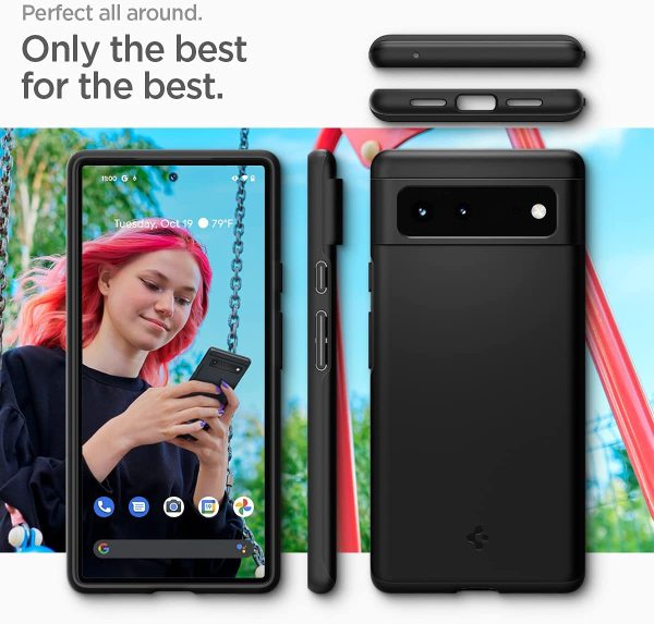 Google Pixel 6 Thin Fit Case by Spigen ACS03435 - Matte Black - Image 4