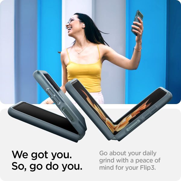 Galaxy Z Flip 3 Thin Fit Case by Spigen - ACS03080 - Matte Green - Image 4
