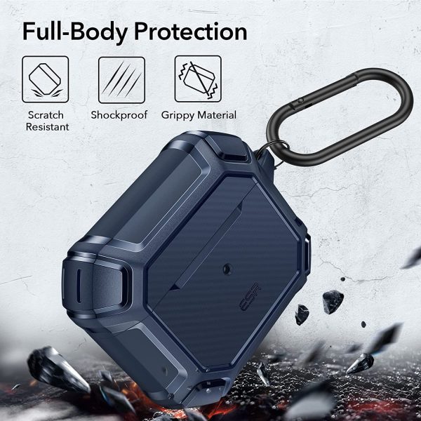 Airpods 3 Shockproof Case by ESR  with Carabiner, Rugged Protective Cover, Scratch Resistant, Drop Protection, Shock Armor Series - Navy Blue - Image 7