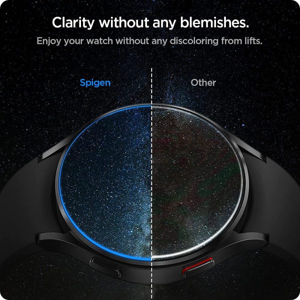 71QLgEVysaL._SL1000_ Galaxy Watch 4 44 mm Glass Protector EZ Fit by Spigen - AGL03429 - Clear - 2 PACK - Image 3
