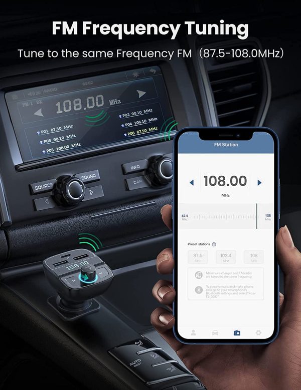71Sp6z6Im2L._SL1500_ UGREEN Car Bluetooth Adapter - Bluetooth FM Transmitter for Car PD/QC 3.0 Car Charger for iPhone 13/12/12 Pro/11, Support Hand-Free Calling/MP3 Audio Playing/TF&USB Driver/Car Voltage Display - 80910 - Image 5