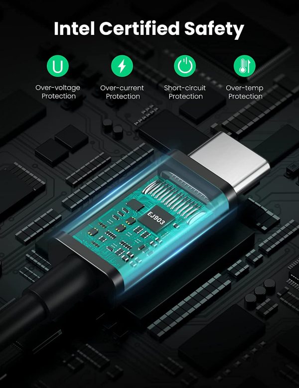 UGREEN Thunderbolt 4 Cable USB-C to USB-C Cable 100W Fast Charging and 8K Video, Compatible with Thunderbolt 3, USB4 and USB-C, MacBook, eGpu, USB-C Docking Stations - Black - 2.6 Feet - 30389 - Image 3