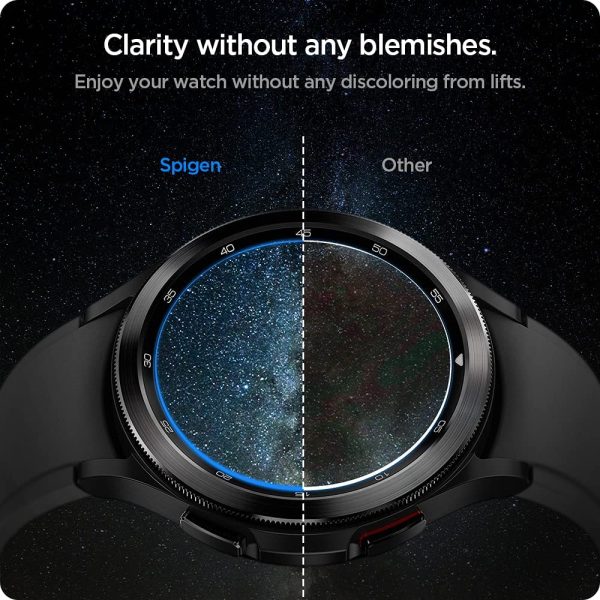 Galaxy Watch 4 Classic 46 mm Glass Protector EZ Fit by Spigen - AGL03430 - Clear - 2 PACK - Image 6