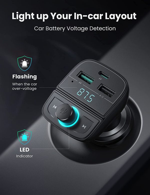 71guTwwWZDL._SL1500_ UGREEN Car Bluetooth Adapter - Bluetooth FM Transmitter for Car PD/QC 3.0 Car Charger for iPhone 13/12/12 Pro/11, Support Hand-Free Calling/MP3 Audio Playing/TF&USB Driver/Car Voltage Display - 80910 - Image 4
