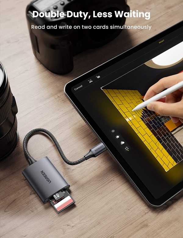 UGREEN SD Card Reader, 2-in-1 USB C Micro SD Card Reader, Memory Card Adapter 2TB Capacity for TF SD Micro SD SDXC SDHC MMC RS-MMC Micro SDXC UHS-I Cards for PC Laptop Mac IPad Android Tablet Phone - Silver - 80888 - Image 2