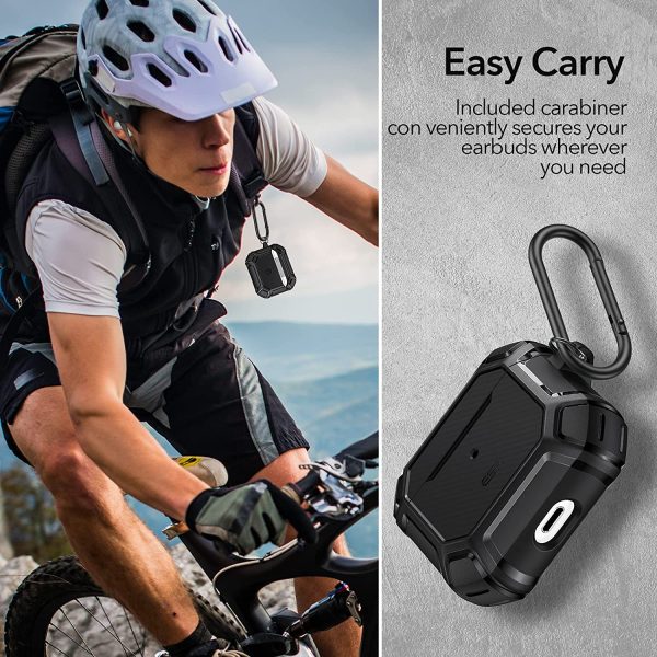 Airpods 3 Shockproof Case by ESR  with Carabiner, Rugged Protective Cover, Scratch Resistant, Drop Protection, Shock Armor Series - Black - Image 7