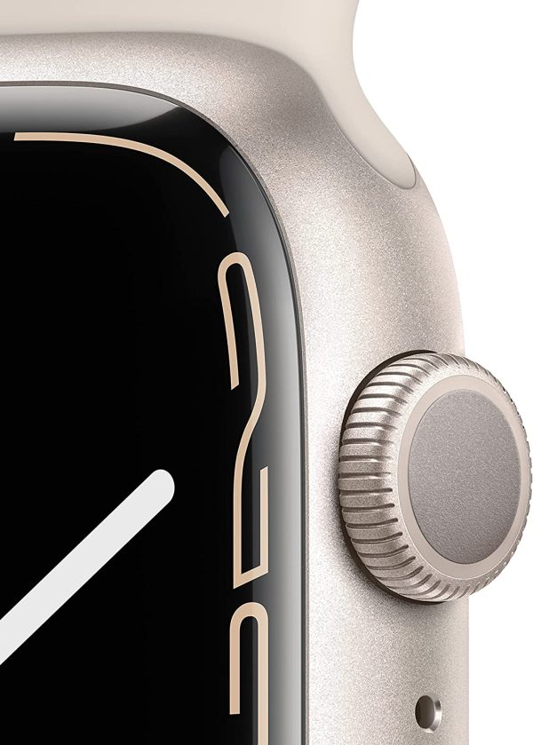 81IpaHno1RL._AC_SL1500_ Apple Watch 7 - GPS, 45mm - Starlight Aluminum Case with Starlight Sport Band - Image 5