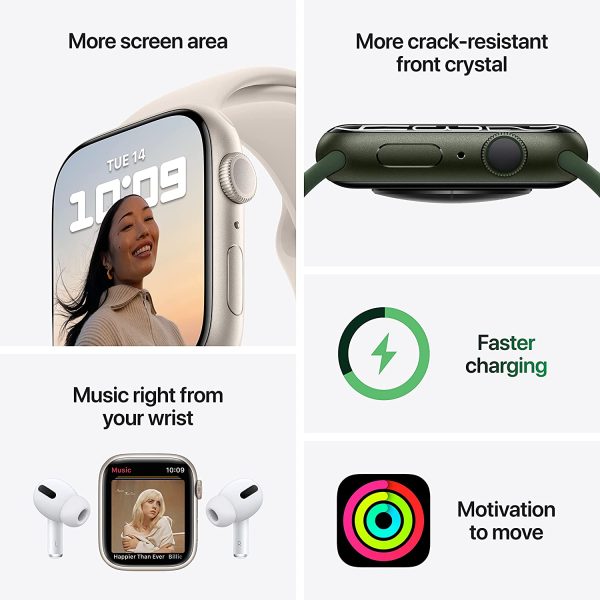 81Mx3hJbzAL._AC_SL1500_ Apple Watch 7 - GPS, 45mm - Starlight Aluminum Case with Starlight Sport Band - Image 6