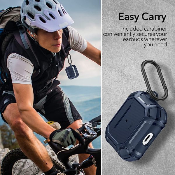 Airpods 3 Shockproof Case by ESR  with Carabiner, Rugged Protective Cover, Scratch Resistant, Drop Protection, Shock Armor Series - Navy Blue - Image 6