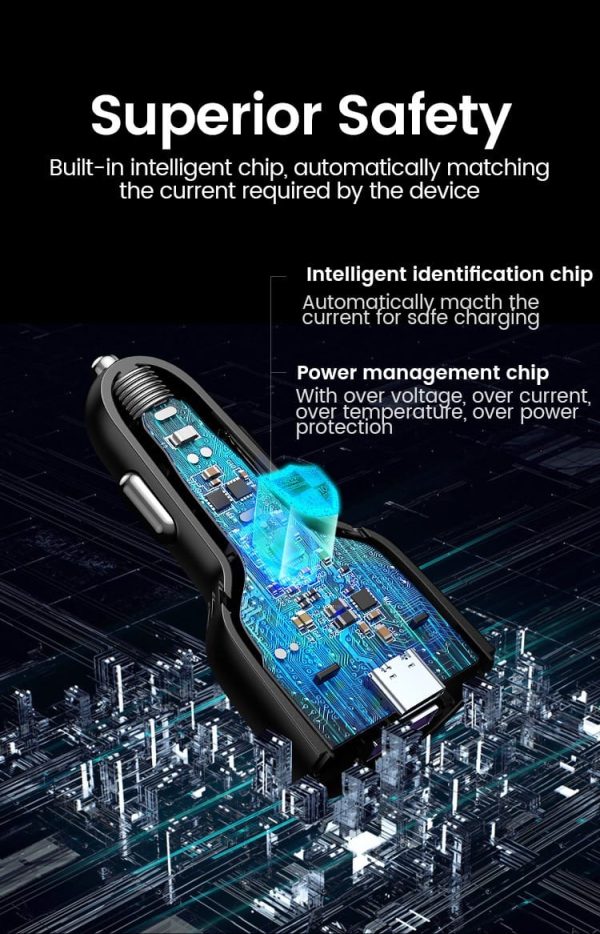 UGREEN Car Charger 69W 3 Ports Super Fast Car charger with PD & QC3.0 , PPS , FCP , AFC  - 20467 - Black - Image 9