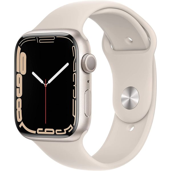 apple-watch-7-starlight-band-gps-45mm Apple Watch 7 - GPS, 45mm - Starlight Aluminum Case with Starlight Sport Band - Image 1