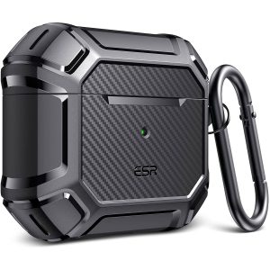 Airpods 3 Shockproof Case by ESR with Carabiner, Rugged Protective Cover, Scratch Resistant, Drop Protection, Shock Armor Series - Black