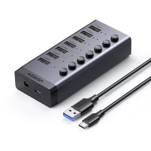 UGREEN USB Hub for with 7 x USB 3.0 Ports for Extensions - Silver - 30778