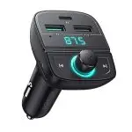 UGREEN Car Bluetooth Adapter - Bluetooth FM Transmitter for Car PD/QC 3.0 Car Charger for iPhone 13/12/12 Pro/11, Support Hand-Free Calling/MP3 Audio Playing/TF&USB Driver/Car Voltage Display - 80910