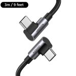 UGREEN USB-C to USB-C Cable USB Type C 100W Power Delivery 90 Degree PD Charging Cord - 9 Feet - Black - 10357