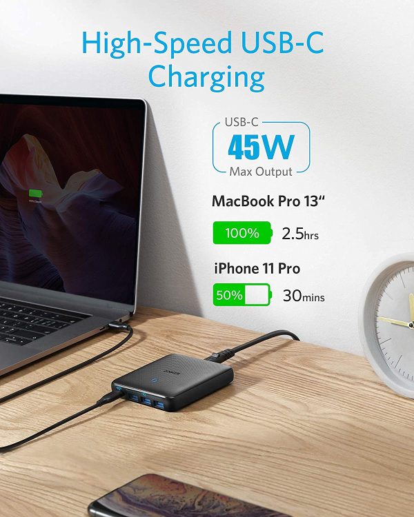 Anker PowerPort Atom III Slim 45W USB-C 20WUSB-A - Black - A2045311 - Image 6